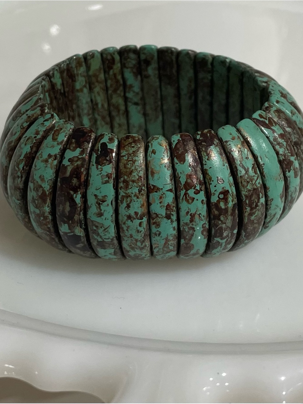 Faux Turquiose Stretch Bracelet Boho Earthy Nature Western Southwestern Cowgirl